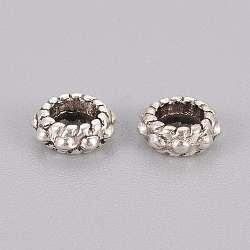 Tibetan Style Alloy Spacer Beads, Lead Free & Cadmium Free, Flat Round, Antique Silver, about 6mm in diameter, 3mm thick, hole: 3mm(X-LF0569Y)