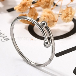 304 Stainless Steel Open Cuff Rings for Women, Stainless Steel Color, 1mm, Inner Diameter: 17mm(RJEW-F170-03P-01)