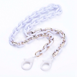 Personalized Acrylic & CCB Plastic Cable Chain Necklaces, Eyeglasses Chains, Handbag Chains, with Plastic Lobster Claw Clasps, White, 26.97 inch(68.5cm)(NJEW-JN02824-01)