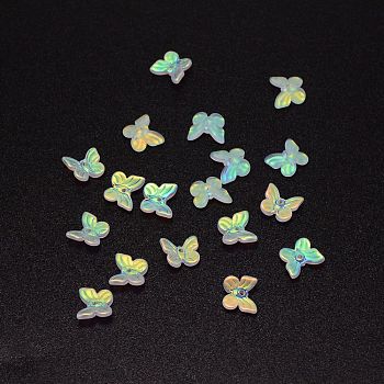 Glass Charms, Butterfly, Colorful, 9.5x11x3.5mm, Hole: 1.2mm