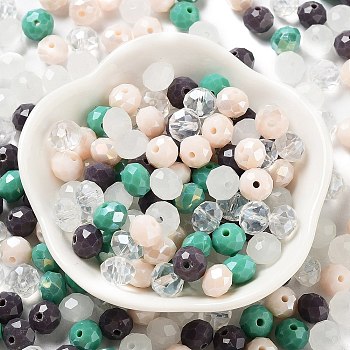Glass Beads, Faceted, Rondelle, Thistle, 8x6mm, Hole: 1mm, about 1210pcs/500g