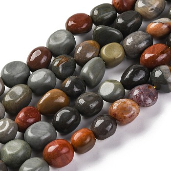 Natural Ocean Jasper Beads Strands, Nuggets, Tumbled Stone, 7~12x6~8x5~7mm, Hole: 1mm, about 43~44pcs/strand, 15.47~15.63''(39.3~39.7cm)