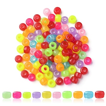 Plastic Beads, Luminous Beads, Rondelle, Mixed Color, 9x6mm, Hole: 3.5mm