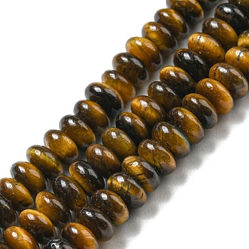 Natural Tiger Eye Beads Strands, Rondelle, 4~4.5x2~2.5mm, Hole: 1.2mm, about 155~163pcs/strand, 15.24''~15.31''(38.7~38.9cm)
