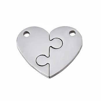 201 Stainless Steel Pendants, Heart, Stainless Steel Color, 20x23x1.5mm, Hole: 2mm