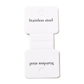 Folding Paper Display Card with Word Stainless Steel, Used For Necklaces and Bracelets, White, 8.45x3.95x0.05cm