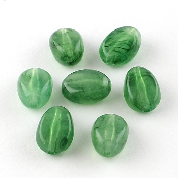 Oval Imitation Gemstone Acrylic Beads, Medium Sea Green, 18x13x9.5mm, Hole: 2mm, about 310pcs/500g