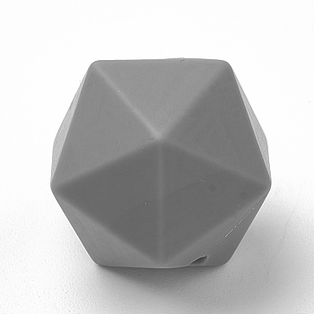 Food Grade Eco-Friendly Silicone Focal Beads, Chewing Beads For Teethers, DIY Nursing Necklaces Making, Icosahedron, Gray, 16.5x16.5x16.5mm, Hole: 2mm