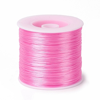 400M Flat Elastic Crystal String, Elastic Beading Thread, for Stretch Bracelet Making, Pearl Pink, 0.2mm, 1mm wide, about 446.81 Yards(400m)/Roll