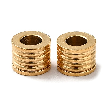 304 Stainless Steel European Beads, Large Hole Beads, Grooved Column, Golden, 8x6mm, Hole: 4mm