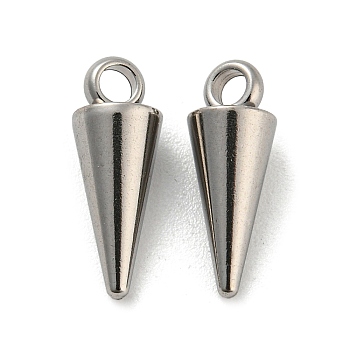 Rack Plating 201 Stainless Steel Charms, Cadmium Free & Nickel Free & Lead Free, Cone/Spike, Stainless Steel Color, 13x5mm, Hole: 1.6mm