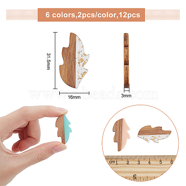 12Pcs 6 Colors Transparent Resin & Wood Cabochons(RESI-OC0001-29)-3