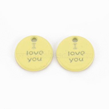 Yellow Flat Round Alloy Charms