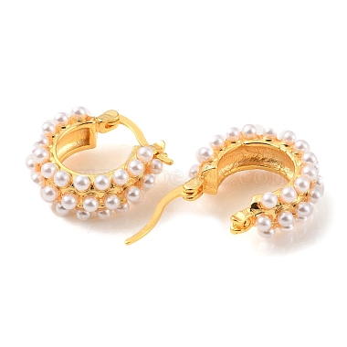 Plastic Pearl Beaded Hoop Earrings(EJEW-C060-02G)-2