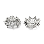 Brass Micro Pave Clear Cubic Zirconia Bead Caps, Cadmium Free & Nickel Free & Lead Free, Flower, Platinum, 16x6mm, Hole: 3mm(KK-L222-007P)