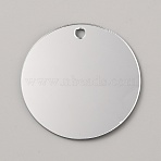 Acrylic Pendant, Flat Round, Silver, 50x1.5mm, Hole: 4mm(FIND-WH0421-22D)