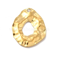 Ion Plating(IP) 304 Stainless Steel Pendants, Textured, Irregular Oval Charm, Real 18K Gold Plated, 31x25x2mm, Hole: 2.5mm(STAS-B032-18G)