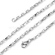 Box Chain Necklace for Men, 304 Stainless Steel Necklaces, with Lobster Claw Clasps, Stainless Steel Color, 19.6 inch(50cm), 2.5mm, link: 4x2.5x1.3mm(X-NJEW-F027-17-2.5mm)
