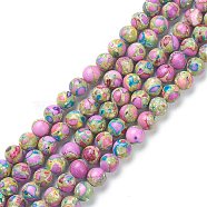Natural Howlite Beads Strands, Dyed, Round, Deep Pink, 8mm, Hole: 1.2mm, about 49pcs/strand, 15.35 inch(39cm)(X-G-L575-02D)