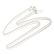 Brass Wheat Chain Adjustable Slider Necklaces for Women, Silver, 18.03 inch(45.8cm)(NJEW-M045-03S)