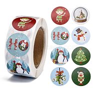 Christmas Roll Stickers, 8 Different Designs Decorative Sealing Stickers, for Christmas Party Favors, Holiday Decorations, Penguin, 25mm, about 500pcs/roll(DIY-J002-B03)