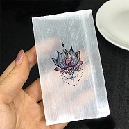 Rectangle Natural Selenite Display Decoration, Reiki Energy Stone Decorations, Flower, 90x50x8mm(PW-WG79338-03)