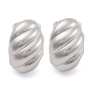 Non-Tarnish Oval 304 Stainless Steel Stud Earrings, Stainless Steel Color, 13x8mm(EJEW-H013-13P)