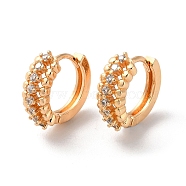 Brass Hoop Earrings with Rhinestone, Light Gold, 15x6x16mm(EJEW-K256-60KCG)