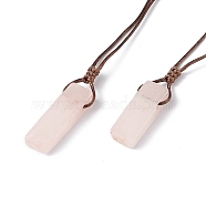Natural Rose Quartz Nugget Pendant Necklace with Waxed Cord for Women, 33.86~38.98 inch(86~99cm)(NJEW-F306-01G)