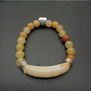 Natural Tiger Eye Beaded Stretch Bracelets, Heart & Curved Tube Bracelets for Women Men(VB4000-6)