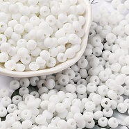 Baking Paint Glass Seed Beads, Round Hole, Rondelle, Grade A, White, 4x2.5mm, Hole: 1.2mm, about 2500pcs/pound(SEED-C003-02K)