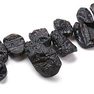 Natural Tektite Beads Strands, Rough Raw Stone, Top Drilled, Nuggets, 13~33x10~16x6~11mm, Hole: 0.8mm, about 44pcs/Strand, 16.34 inch(41.5cm)(G-K419-02B)