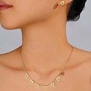 Fashionable 18K Gold Plated Stainless Steel Heart Pendant Necklace & Stud Earrings Set for Women(QR6361)