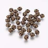 Tibetan Style Alloy Spacer Beads, Cadmium Free & Nickel Free & Lead Free, Antique Bronze, 7x5.5mm, Hole: 1mm(MLF1017Y-NF)