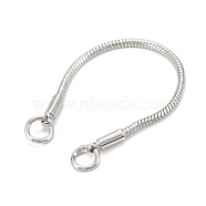 Brass Snake Chains Link Connectors, Jump Rings, Long-Lasting Plated, Real Platinum Plated, 87x2mm, Hole: 4mm(KK-D006-01P)