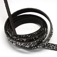 Flat Imitation Leather Cords, Random Color On The Back, Black, 10.5x2mm, about 1.31 yards( 1.2m)/strand(LC-Q009-17)