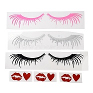 6 Sets 3 Colors PVC Eyelashes & Lips Car Decorative Stickers, Adhesive Decals, for Cars Motorbikes Decoration, Mixed Color, 59~69x60~303x0.2mm, pattern: 34.5~48x51.5~120mm, 2 sets/color(DIY-FH0006-46)
