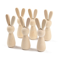 Unfiished Wood Peg Dolls, for Kids DIY Painting Craft, Rabbit, PapayaWhip, 3x8.8cm(PW-WG94046-01)