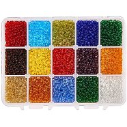 Glass Seed Beads, Transparent, Round, Mixed Color, 8/0, 3mm, Hole: 1mm, about 22g/color, about 7500pcs/box(SEED-PH0002-11-3mm)