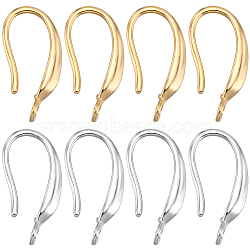 28Pcs 2 Colors Rack Plating Eco-friendly Brass Earring Hooks, Ear Wire, with Vertical Loop, Mixed Color, 16x2.5mm, Hole: 1.5mm, Pin: 1mm, 14Pcs/color(KK-BBC0010-17)