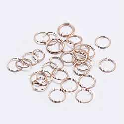 925 Sterling Silver Open Jump Rings, Saw Cut Round, Rose Gold, 21 Gauge, 6x0.7mm, Inner Diameter: 4mm, about 149pcs/10g(STER-F036-02RG-0.7x6mm)