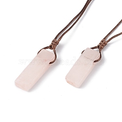 Natural Rose Quartz Nugget Pendant Necklace with Waxed Cord for Women, 33.86~38.98 inch(86~99cm)(NJEW-F306-01G)