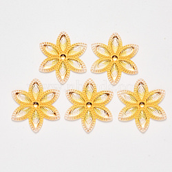 Transparent Acrylic Links connectors, with Plated Bottom, Flower, Yellow, 46x40.5x4mm, Hole: 1mm(TACR-R140-01H)