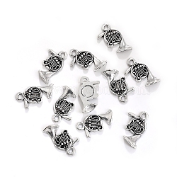 Tibetan Style Alloy Pendants, Musical Instrument Charms, Antique Silver, 16.5x10.5mm, 100pcs/set(PW-WGAC542-15)