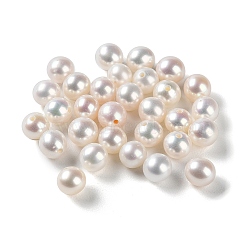 Natural Cultured Freshwater Pearl Beads, Half Drilled, Grade 5A, Round, WhiteSmoke, 5~5.5mm, Hole: 0.9mm(PEAR-E020-01E)