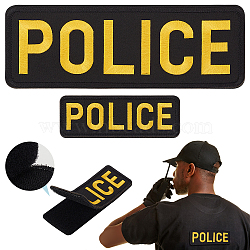 Security Personnel Polyester Embroidered Appliques, Ornament Accessories, Sewing Craft Decoration, Gold, 45~91x130~256x4mm(PATC-WH0017-10A-02)