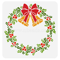 PET Hollow Out Drawing Painting Stencils, for DIY Scrapbook, Photo Album, Christmas Wreath Pattern, 30x30cm(DIY-WH0391-0456)