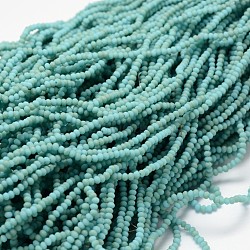 Half Rainbow Plated Faceted Rondelle Glass Bead Strands, Frosted, Turquoise, 2.8~3x2mm, Hole: 0.8mm, about 200pcs/strand, 15.1 inch(X-EGLA-L007-B02-2mm)