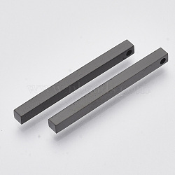201 Stainless Steel Pendants, Bar, Gunmetal, 35x3x3mm, Hole: 1.5mm(STAS-T052-06B)