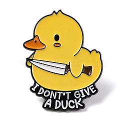 Cartoon Duck I Dont't Give A Duck Enamel Pins, Black Alloy Badge for Backpack Clothes, Yellow, 30x23.5mm(JEWB-F033-01B)